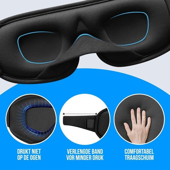 Strex Luxe Slaapmasker - 3D Ergonomisch - 100% Verduisterend - Traagschuim - Slaap Masker - Oog Masker