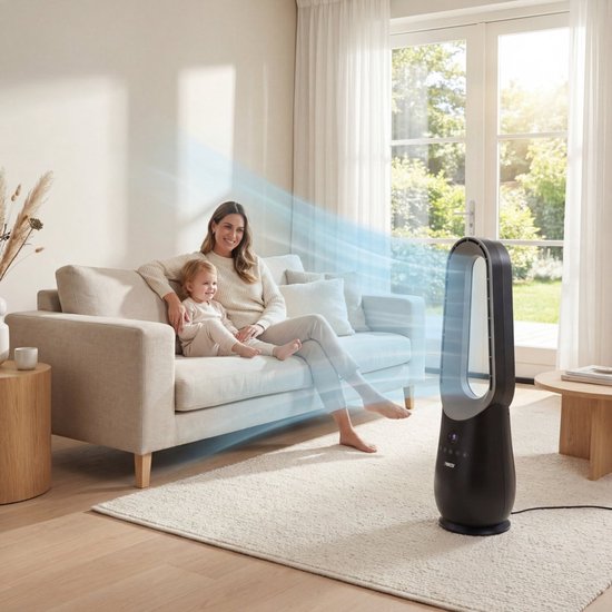 Princess Bladloze Torenventilator - 70 W - Met Afstandsbediening - Bladeless Fan - LED‑display - 4 Snelheden - Oscillerend - 351590