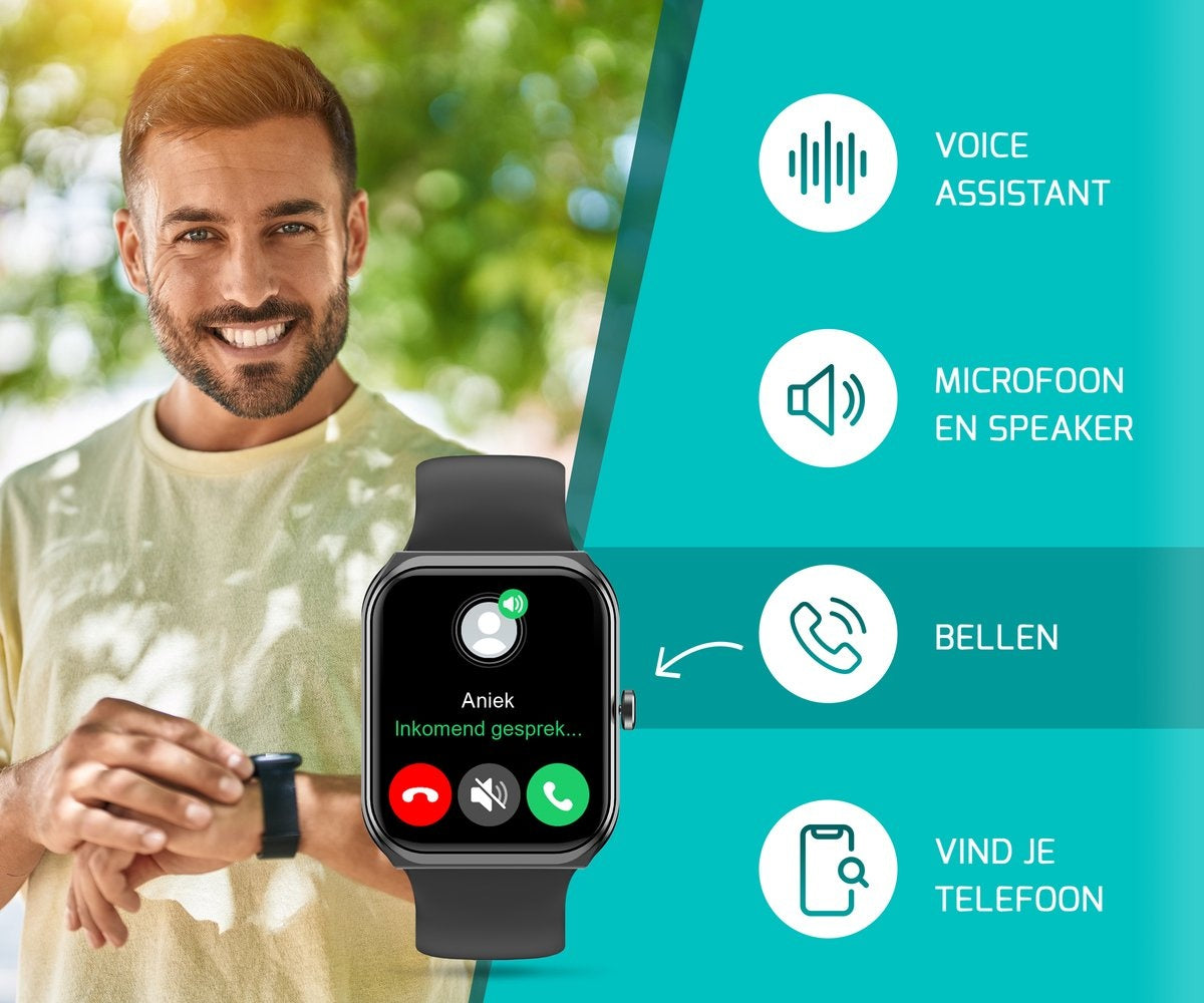 FITAGE Smartwatch - Smartwatches - Stappenteller - Sporthorloge - Smart watch - Activity Tracker - Dames en Heren - Zwart