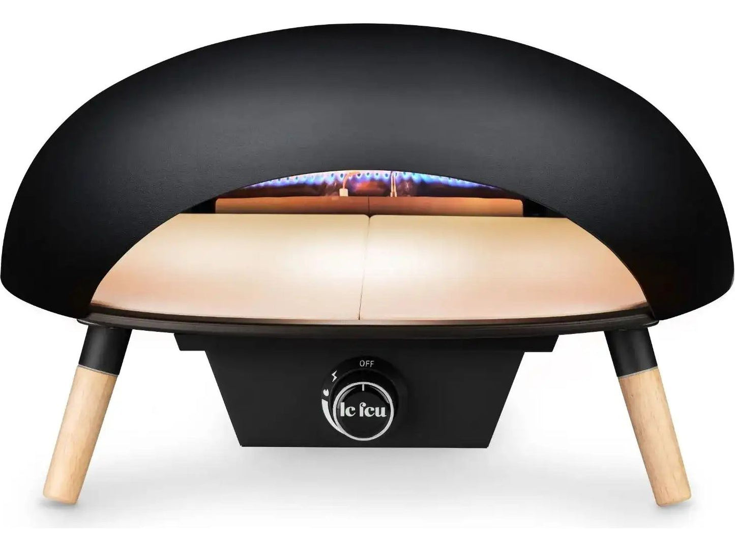 Le Feu Turtle Outdoor Pizzaoven Gasgestookt – 8 kW Vermogen Met Dubbele Isolatiemantel En U-Burner – Voor Tuin En Buitenkeuken – Luxe En Weerbestendig Ontwerp – Snel Opwarmend Tot 500 Graden – Zwart Gepoedercoat Staal – 48 x 52 x 30 cm