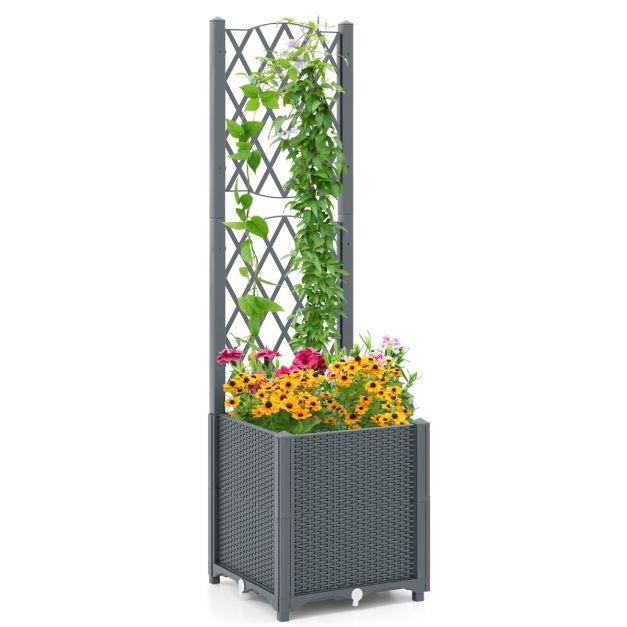Coast Verhoogde Tuinbak - PP - Klimrek - Zelfbewatering - Verticale Schutting - 40x40x135 cm - Koffie
