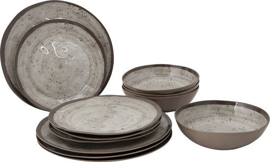 Bo-Camp - Servies - Halo - 12 Stuks - Beige