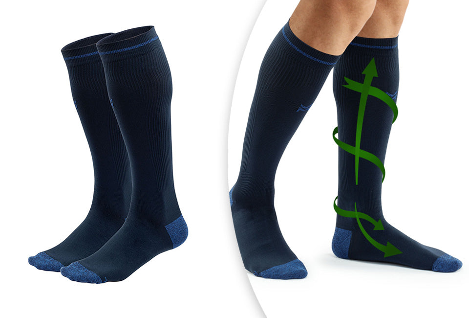 Milanoro 2 paar multifunctionele compressiekousen - unisex - Navy / blauw - Maat 43 / 46