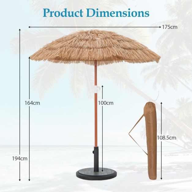 Coast Hawaii Strandparasol - Kantelbaar en Verstelbaar - 175 cm - Met Draagtas
