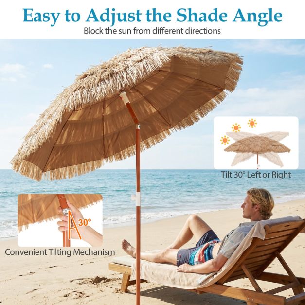 Coast Hawaii Strandparasol - Kantelbaar en Verstelbaar - 175 cm - Met Draagtas