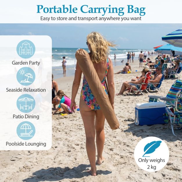 Coast Hawaii Strandparasol - Kantelbaar en Verstelbaar - 175 cm - Met Draagtas