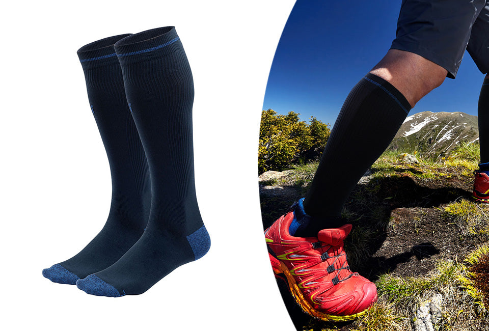 Milanoro 2 paar multifunctionele compressiekousen - unisex - Navy / blauw - Maat 43 / 46