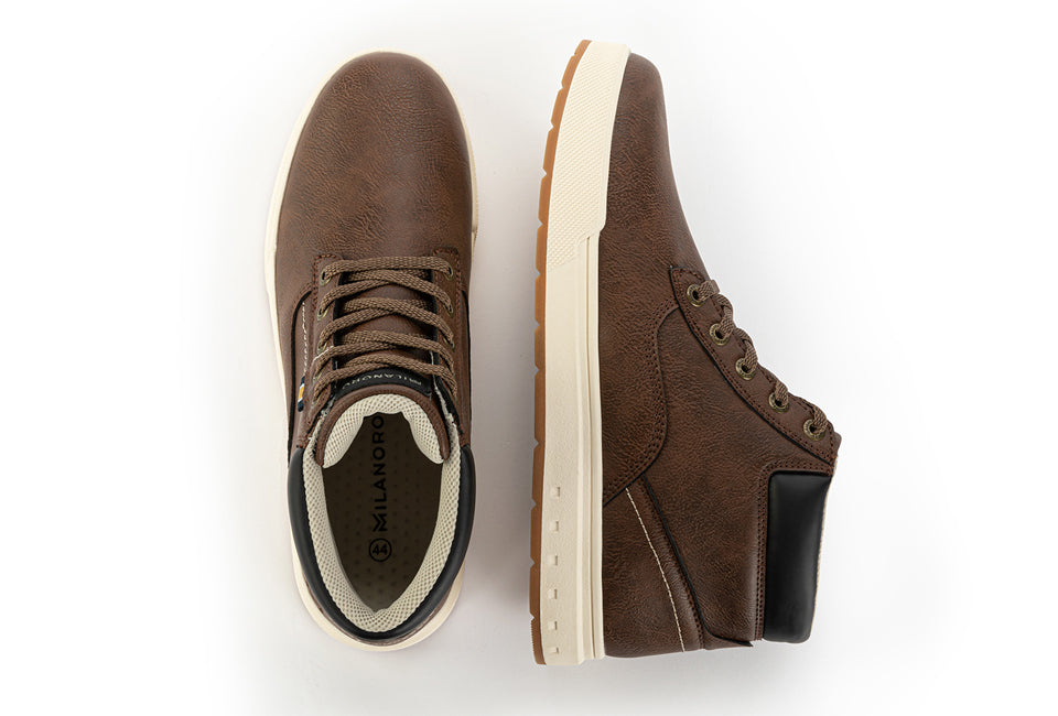 Milanoro - Comfortabele sneakers voor heren - Donkerbruin - Maat 43