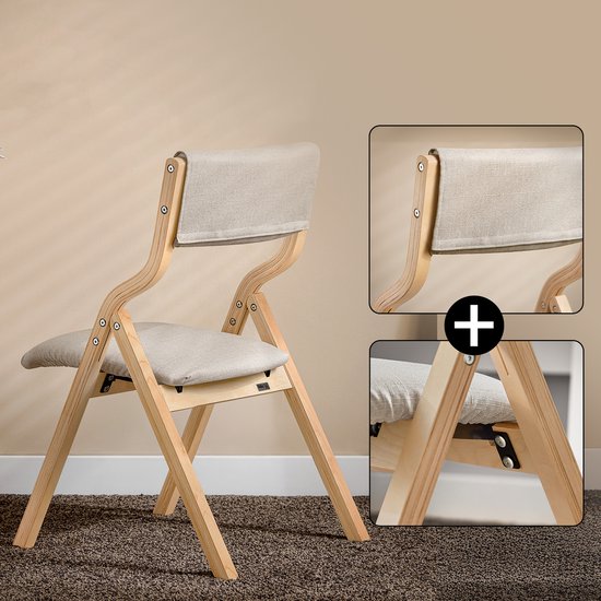 SoBuy Set van 2 Klapstoel, Bureaustoel met Gestoffeerd Zitkussen, Eetkamerstoel, Lichtgrijs, 49x80x54cm, FST40-HGx2 - voor Eetkamer, Keuken, Woonkamer of Thuiswerkplek