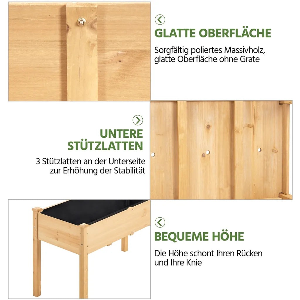 Yaheetech Verhoogde Plantenbak - Houten Moestuinbak - 120,5 x 59 x 76 cm - Lichtbruin