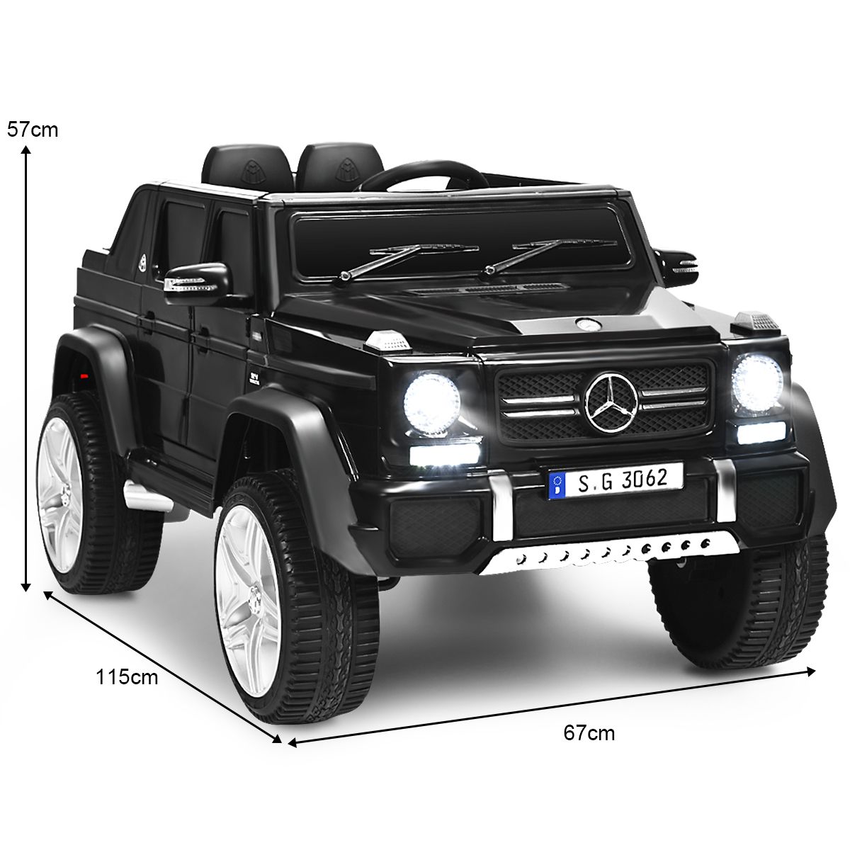 Coast Speelgoedauto voor Kinderen - Met Muziek en Afstandsbediening - 115 x 67 x 57 cm - Zwart