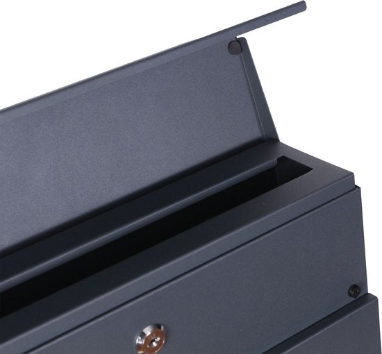 AXI Jonas Brievenbus van Metaal – Antraciet – Stalen Brievenbus met Slot – Wandmodel –37x11x37 cm – Inclusief 2 Sleutels – Met Krantenhouder – Weerbestendig