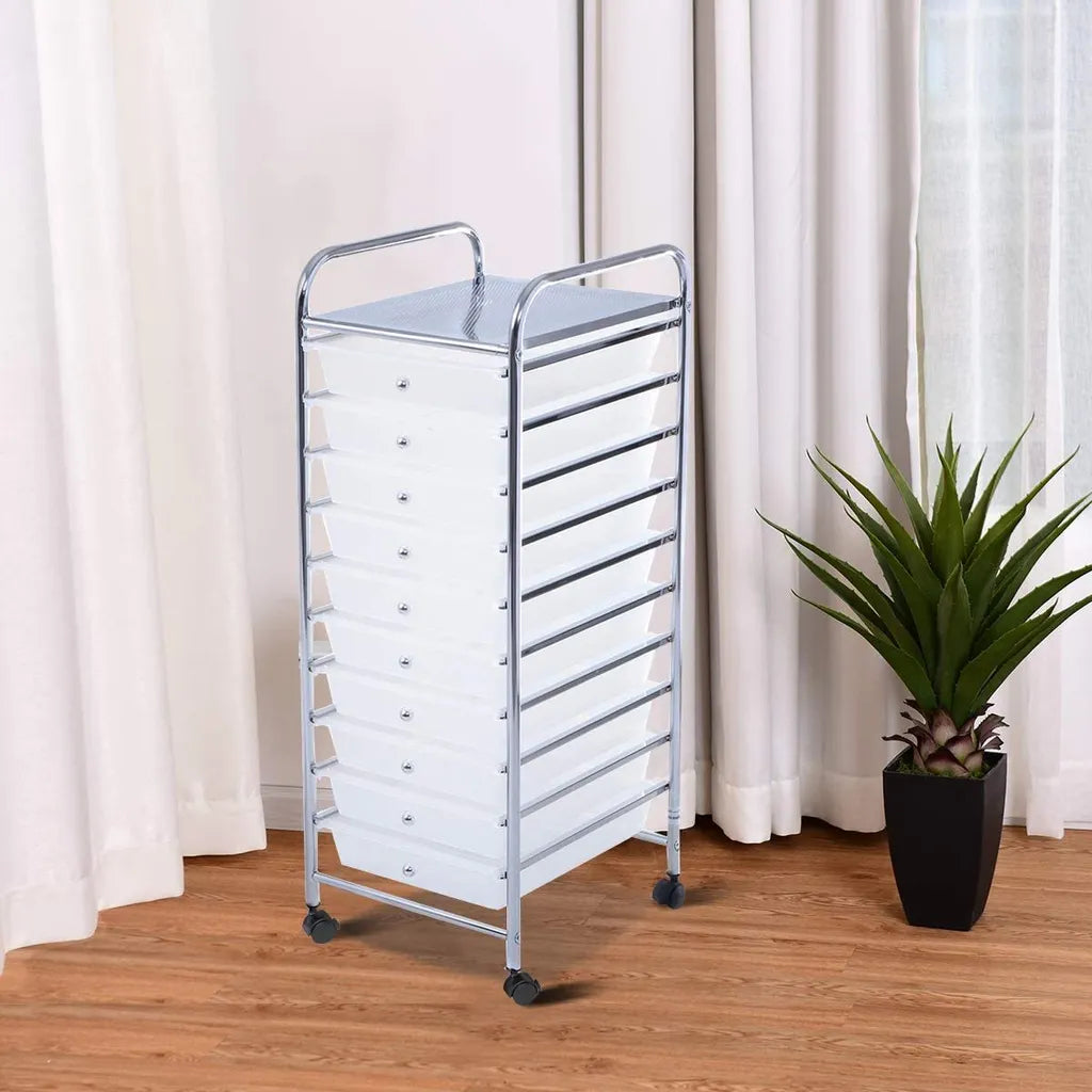 Coast Rollende Opbergkast – Incl. 10 Laden & Legplank – 33 x 37 x 86 cm – Transparant