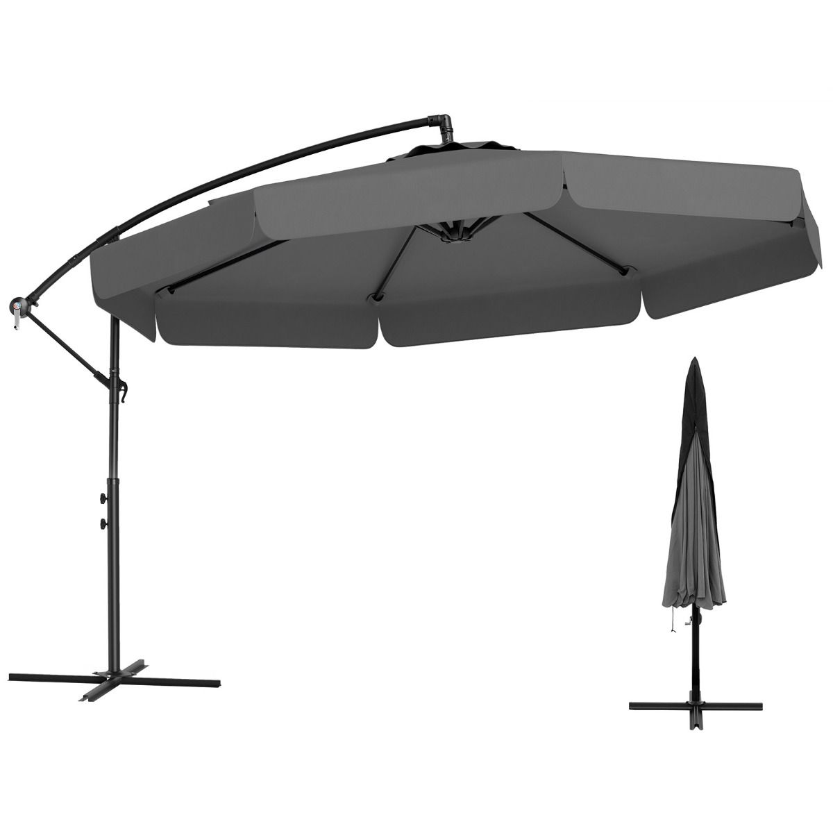Coast Zweefparasol 305 cm met Beschermhoes en Volant – Grijs