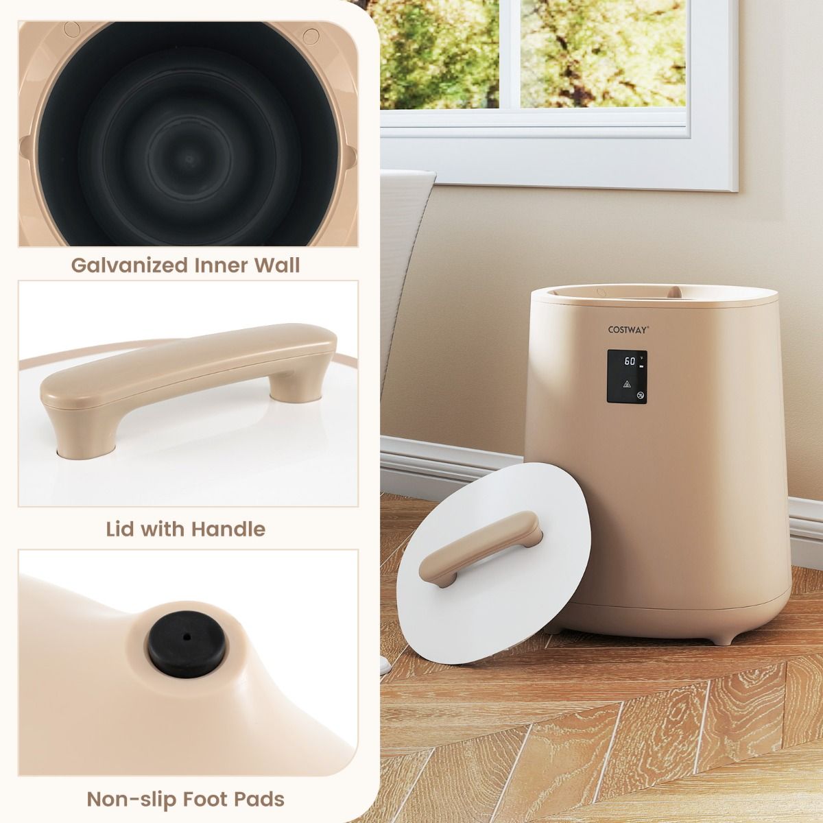 Coast Handdoekverwarmer - 18 liter capaciteit - LED-display - koffiebruin