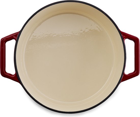 The Tasman Dutch Oven en Grill - Kookpot - Gerecycled Gietijzer - met traditionele en grill deksel - Ø29 cm – Rood