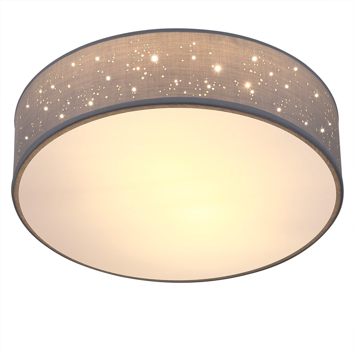Plafondlamp – Sterrenhemel – Rond - Ø 30cm – 40 Watt - Stof -Grijs