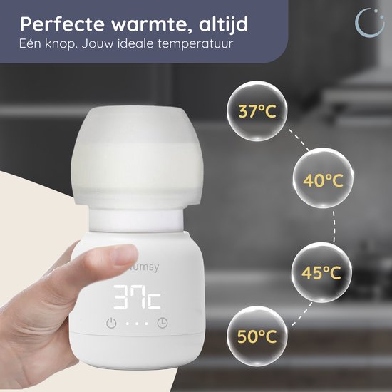 Numsy Velmi Zeer Draagbare Flessenwarmer Onderweg - Draadloos - Incl 4 Adapters