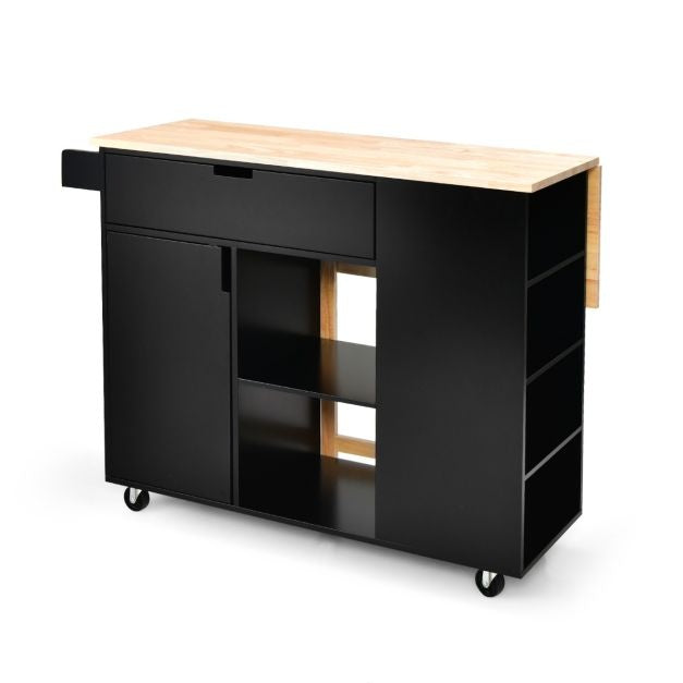 Coast Keukenwagen serveerwagen op wieltjes - Keukeneilandwagen - 124 x 43 x 92 cm - Zwart