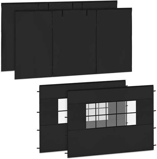 VONROC Zijwanden Set - 3x4.5M - Voor Premium Partytent PT502XX - Waterdicht - 50+ UV Bescherming - Zwart