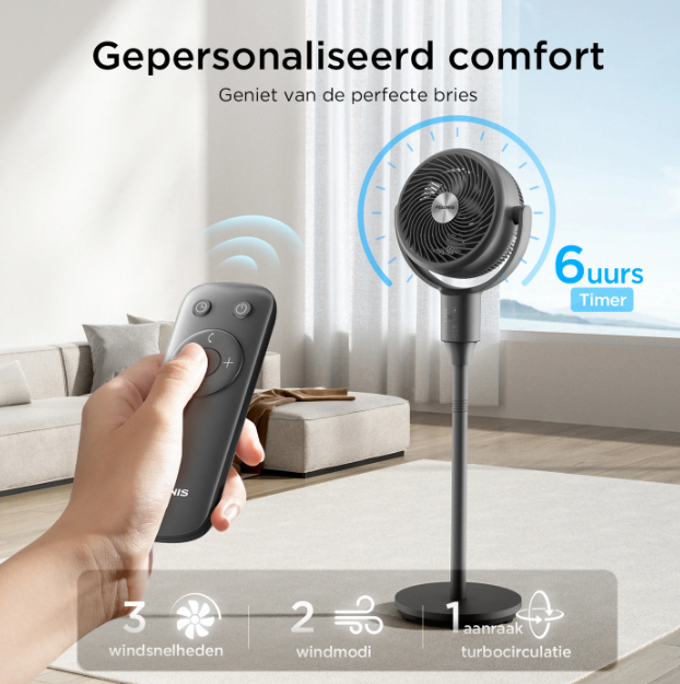 Pelonis Staande Ventilator OmniFlow - 26 dB Ultrastil - Verstelbaar 59-108 cm