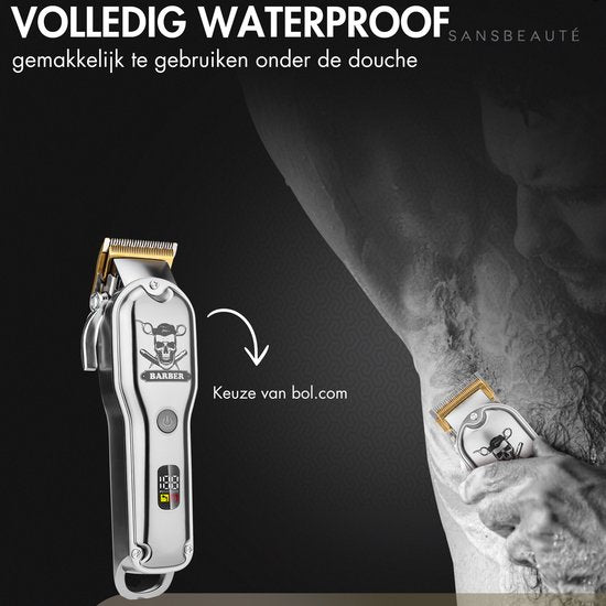 Professionele Draadloze Tondeuse - Tondeuse Mannen Hoofdhaar - Cheveux Haar - Haartrimmer - Kapper Haar Machine - Haartondeuse - Trimmer Baard - Trimapparaat - Barber Hair Clipper - Kapper Trimmer - Kappersset - Zilver
