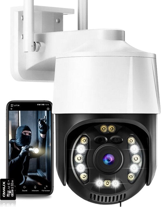 Camux Cam-VisionX Beveiligingscamera Buiten IP66 - 3MP 2K Camera - Buitencamera met Nachtzicht - Wifi met App - Security Camera