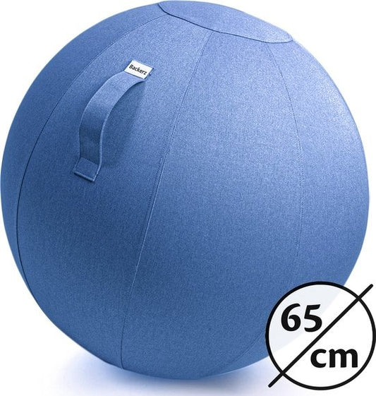 Bckz Zitbal Linnen 65 CM - Zitballen met Hoes - Balanskruk – Luxe Yoga Bal - Ergonomische Bureaustoel Bal - Lichtblauw