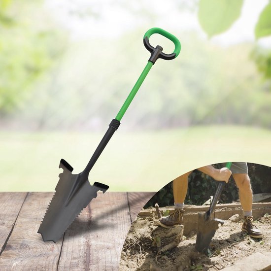 Hammersmith Rayzer Shovel Multifunctionele Tuinschep - Tuinschep voor harde, steenachtige grond - Speciale spade met geïntegreerde wortelzaag en soft-touch handgreep - Extra brede profielrand