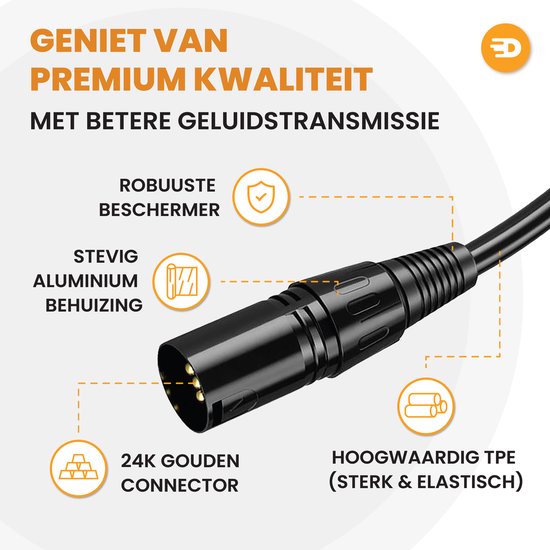 Drivv. Premium XLR Kabel - Microfoon kabel - Mannelijk naar Vrouwelijk 3 pin - 3 Meter