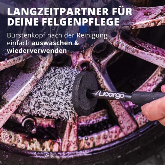 Icargo Microvezel Velgborstel Extra Dun 40 cm - Flexibele Velgenborstel voor Diepe Velgbedden en Smalle Spaken - Zwart