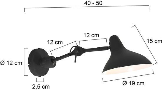 Wandlamp Anne Light & home Kasket - Zwart