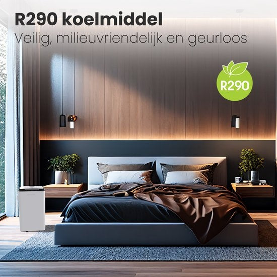 Auronic - Luchtontvochtiger 12L - Met Wasdroogfunctie, Luchtreiniger, 185W, Fluisterstil (36 dB), Geschikt voor 48 m³ - Wit
