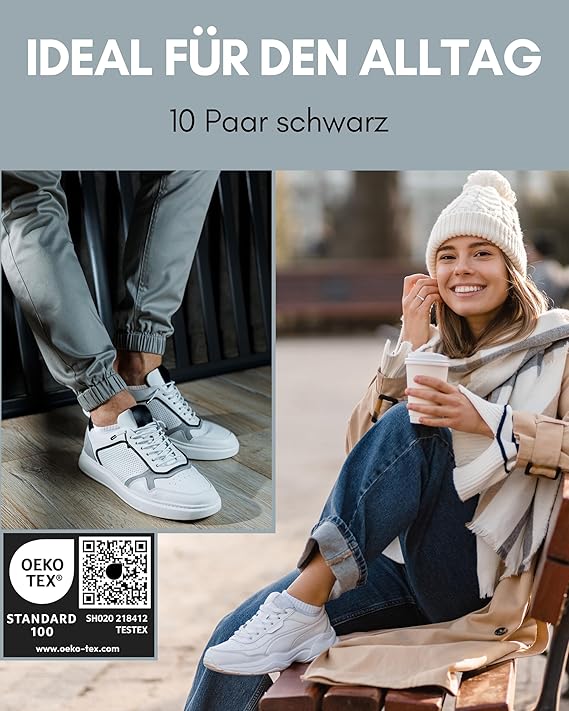 Heldenwerk 10 paar premium sneakersokken voor dames en heren - Korte sokkenset van gekamd katoen - Maat 47-50