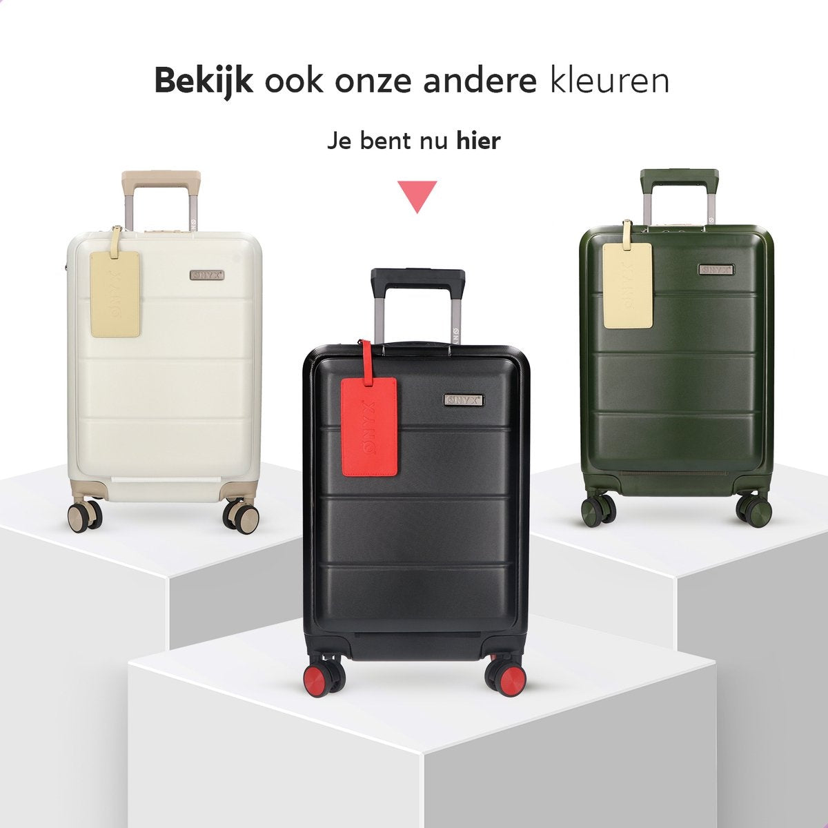 ONYX® - Handbagage koffer 35 L - Spinner wielen - Lichtgewicht trolley - Dubbel TSA slot - Praktisch voorvak - 55 cm - Zwart