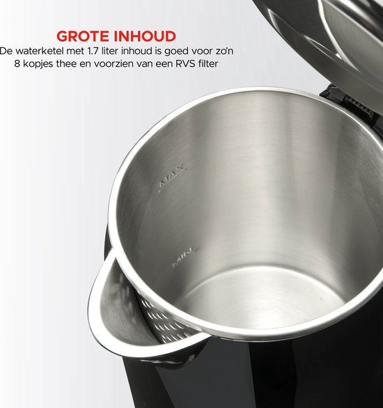 Cool Touch Digitale water koker geschikt voor babyvoeding - 1.7L - Aluminium - BPA vrij - 1800W - 15x22x28 cm - Zwart