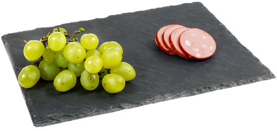 Secret de Gourmet Serveerplankje voor hapjes/fingerfood - 24 x 32 cm - Leisteen - borrelplank - tapasplank - kaasplank