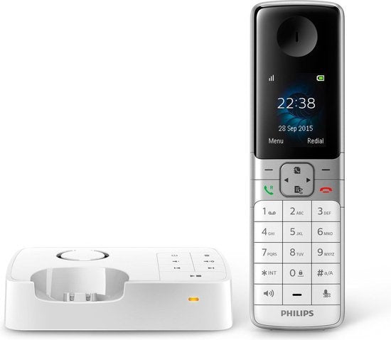 Philips D6351W Draadloze Telefoon met Antwoordapparaat - 1,8" Display - Telefoonboek tot 100 Namen - Nummerherkenning en -Blokkering - Plug & Play - Wit