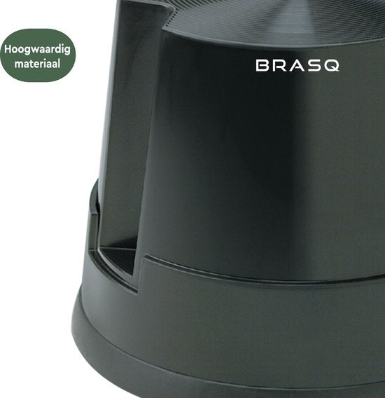 BRASQ Opstapkrukje zwart kunststof Essential ST100 draagvermogen 150 kg, opstapkruk, olifantenvoet, kantoorkruk, trap, roltrap, kruk