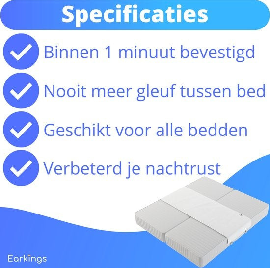 Matraswig Bedbinder Liefdesbrug - Matraswiggen werkt naad weg tussen twee bedden - Matras Binder Lovebridge - Bedbinders EarKings