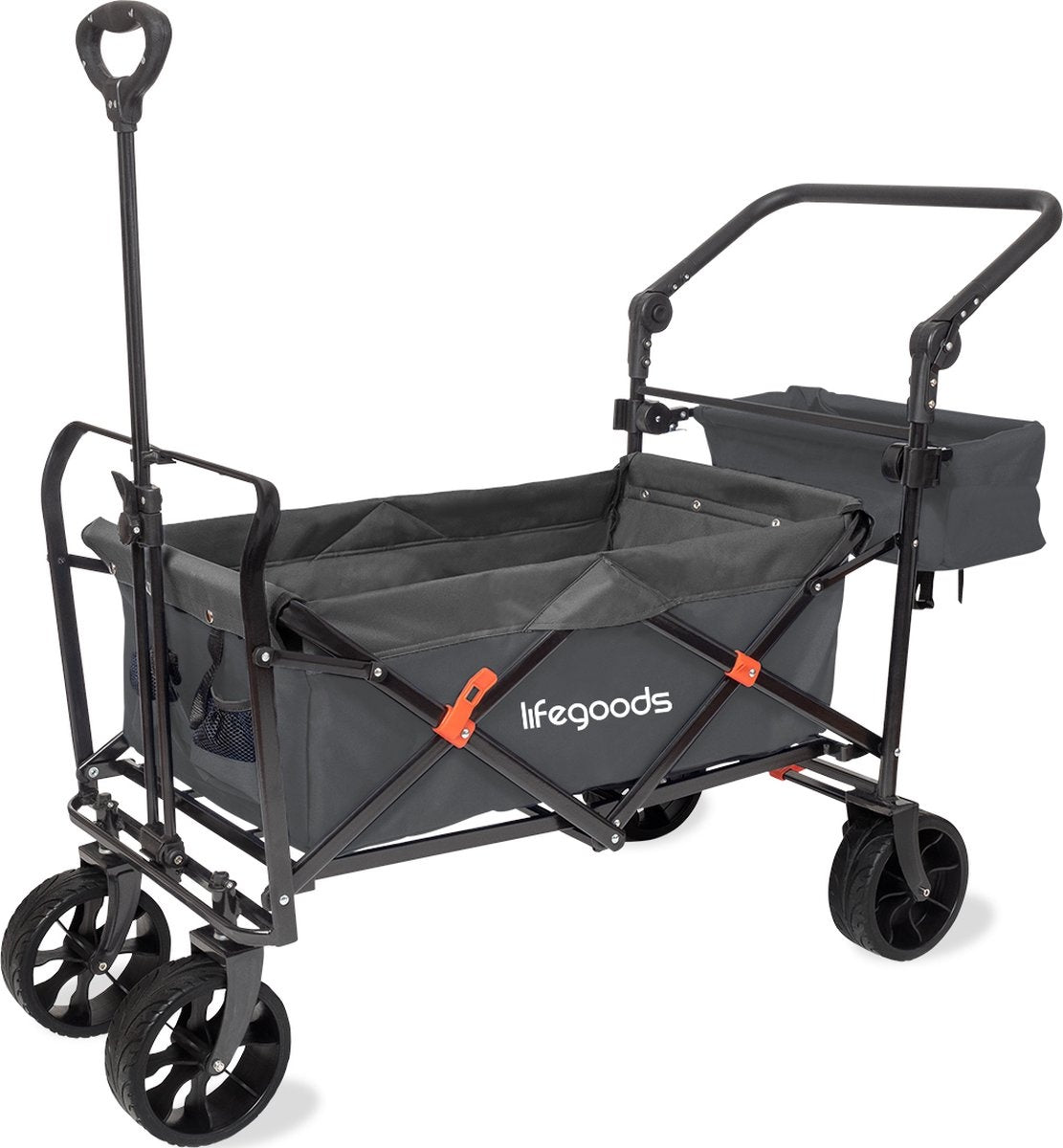 LifeGoods Bolderkar - Opvouwbaar - Tot 120KG - 90L - Wasbaar Polyester - 120x80cm - Grijs