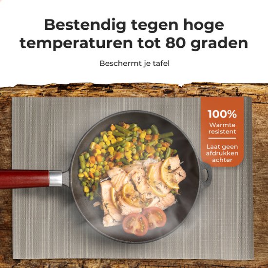 Castagnola Placemats - Placemat van Kunststof - Onderlegger - Onderzetter - Placemats Plastic en PVC - 6 Stuks - 45 x 30 cm - Bruin