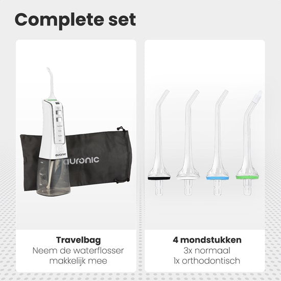 Auronic Waterflosser  300 ml - 4 Opzetstukjes - Wit