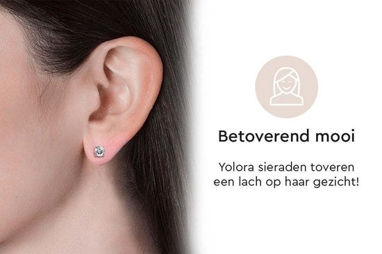 Yolora Dames Oorbellen - Rond Kalpa Camaka Kristallen - Zilverkleurig - 18K Witgoud Verguld - Vrouwen Oorknoppen Zilver - Oorknopjes - Sieraden - Luxe Giftbox - Geschenkdoos - Cadeau doos - Mooie Cadeauverpakking - Moederdag Cadeautje