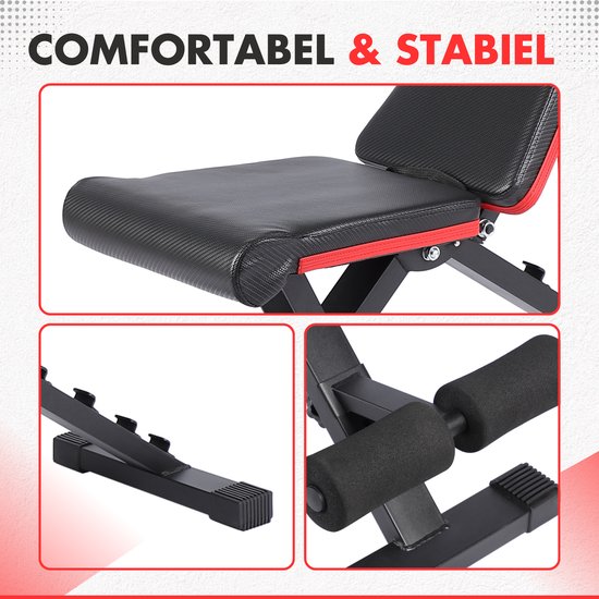 Fitby Fitnessbank - Halterbank - Bench Press - Trainingsbank - Verstelbaar - 150 kg Draagkracht - Inklapbaar - Zwart