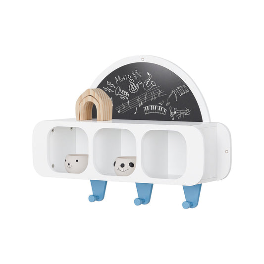 SoBuy KMB86-W Wandplank voor Kinder, Hangende Opbergplank, Kinderkapstok, Boekenplank, Wand Boekenkast