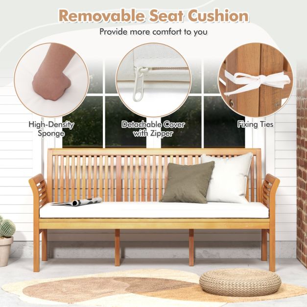 Coast 3-zits Acaciahouten Tuinbank met Kussen – 159 x 59 x 77 cm – Naturel