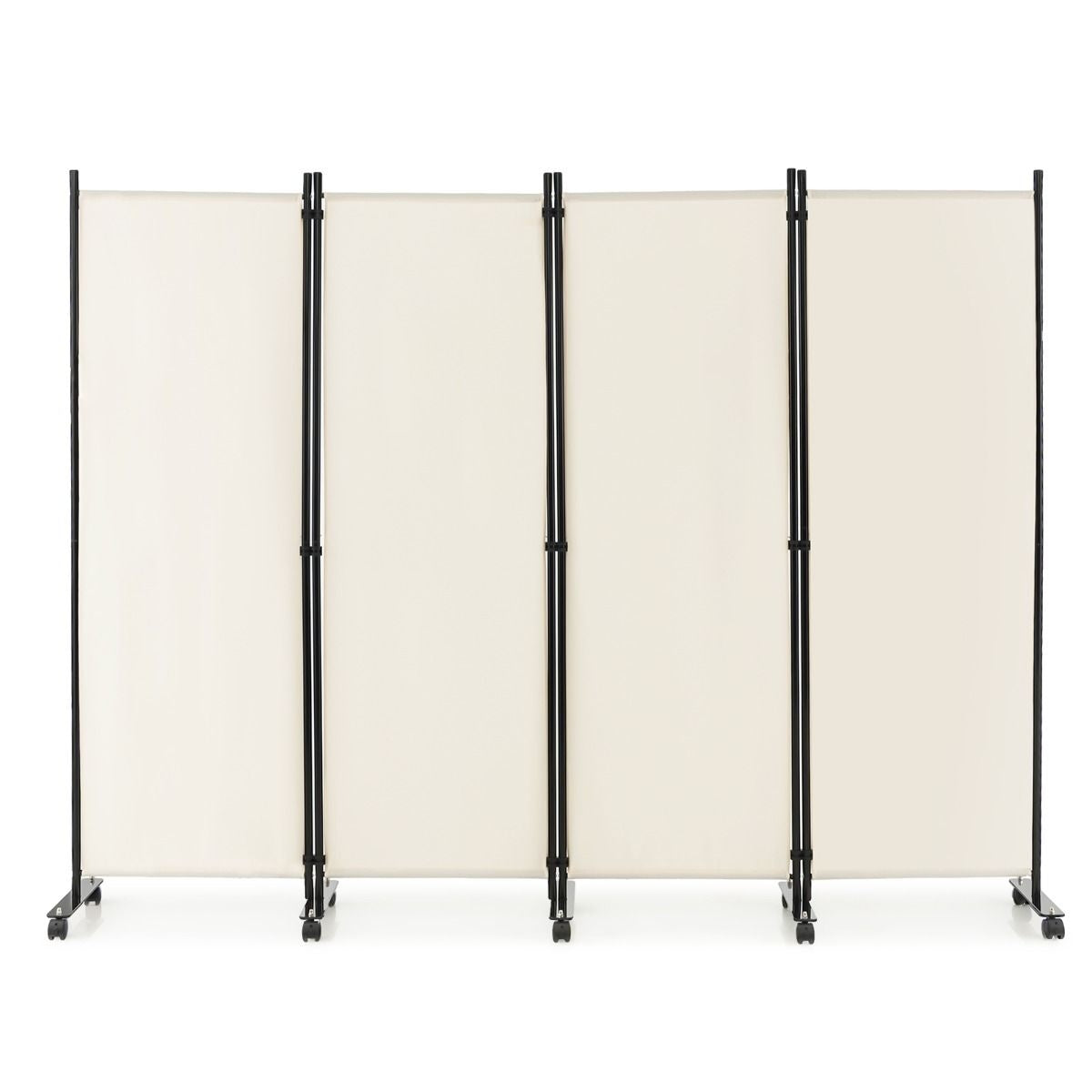 Coast scheidingswand - 4-delig - op wieltjes - opvouwbaar - 225 x 173 cm - wit