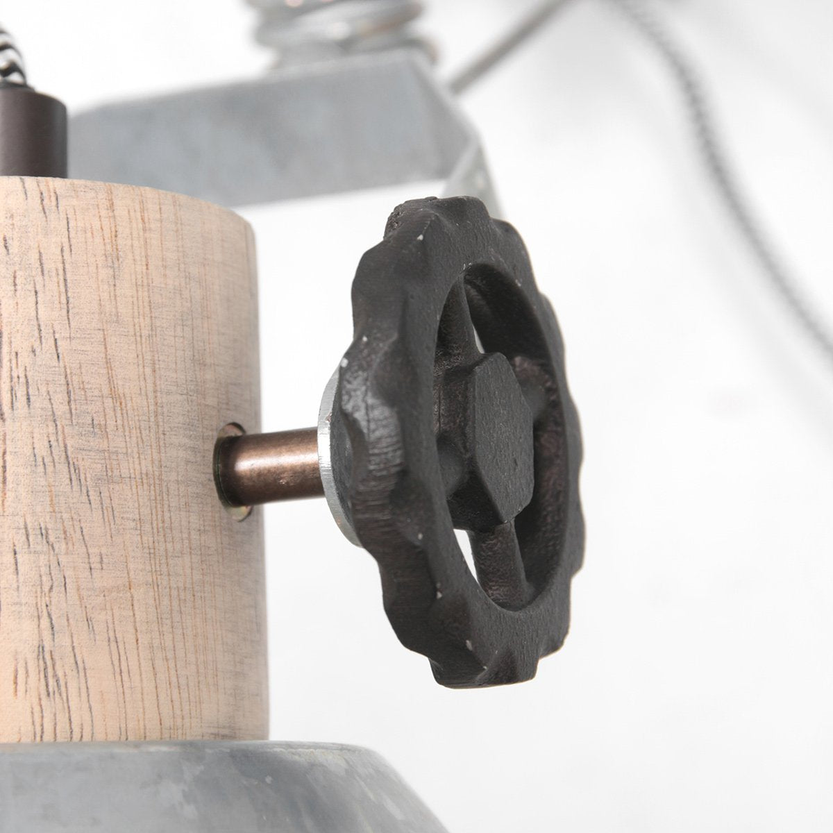 Klemspot en wandlamp Gearwood 2752NI Nikkel E27 fitting, trendy ontwerp, gemaakt van hout en metaal, voor binnengebruik, draaibaar en kantelbaar