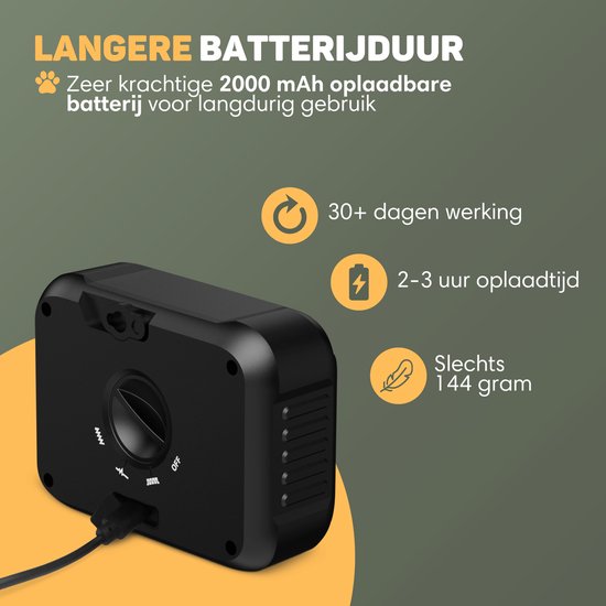 Vulpes Goods® Pets Anti Blaf Apparaat MINI PRO - Ultrasone - Oplaadbaar & Automatische Werking - Voor Alle Honden - Waterproof - 2 Krachtige Speakers - Zonder Schok - Binnen & Buiten